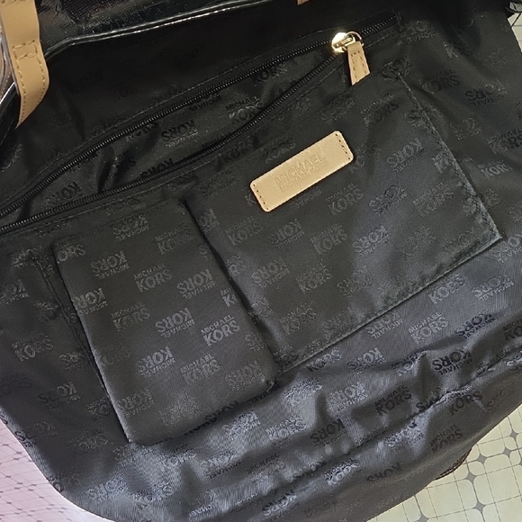 Michael Kors Black Patent Leather Tote with Gold Accents - Picture 7 of 16